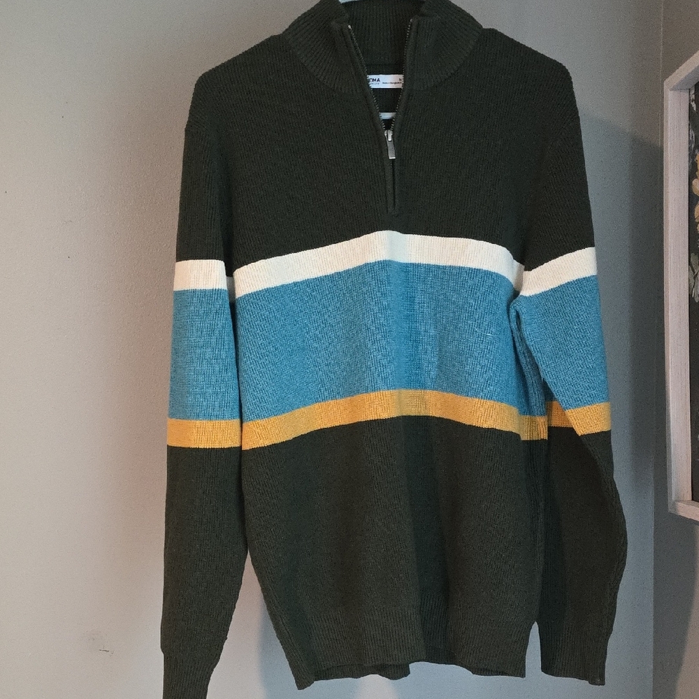 Sonoma Quarter Zip Sweater in Green and Blue NWOT Size Medium
